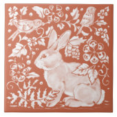 Rust Brown Rabbit Bunny Bird Woodland Rustikal Fliese (Vorderseite)