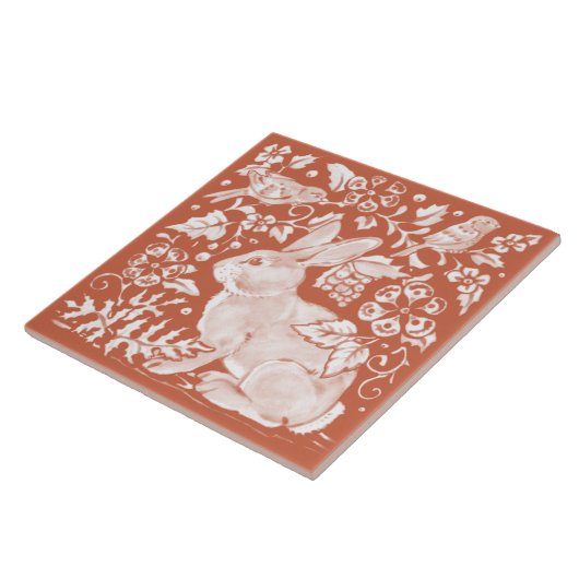 Rust Brown Rabbit Bunny Bird Woodland Rustikal Fliese (Seite)