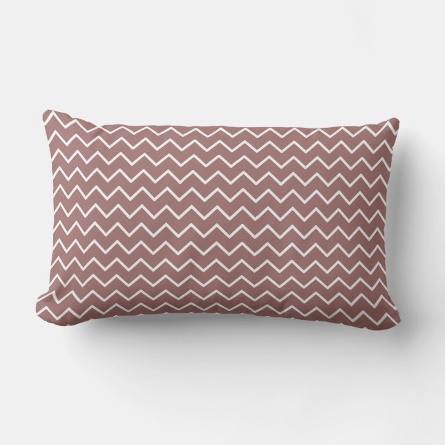 Rust Brown ZigZag/Polka Dot Decorative Pillow Lendenkissen (Vorderseite)