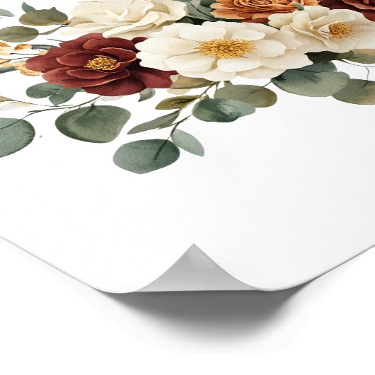 Rust Burgundy Terracotta Creme Florals Botanicale Poster (Ecke)