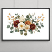Rust Burgundy Terracotta Creme Florals Botanicale Poster