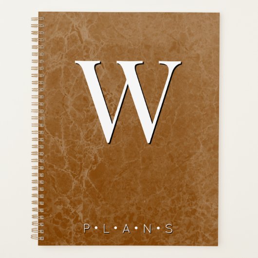 Rust Burnt Orange Modern Marbour Monogram Planer (Vorderseite)