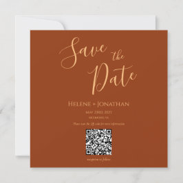 Rust Burnt Orange Save the Date QR-Code Einladung