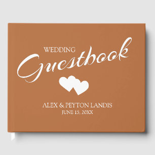 Rust Burnt Orange White Hochzeit 2 Herzen Namen    Gästebuch