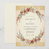Rust Champagner Kranz Hochzeit Einladung (Vorne/Hinten)