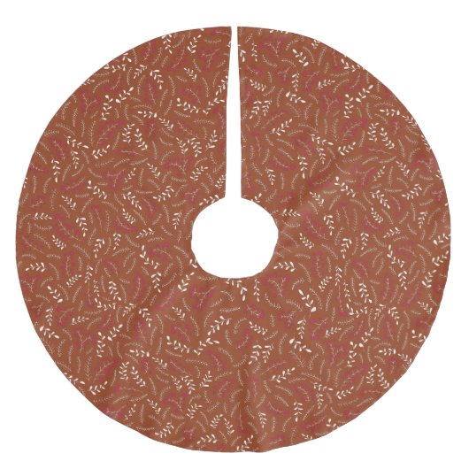 Rust cinnamon rustikale Laubbaumstruktur Polyester Weihnachtsbaumdecke (Vorderseite)