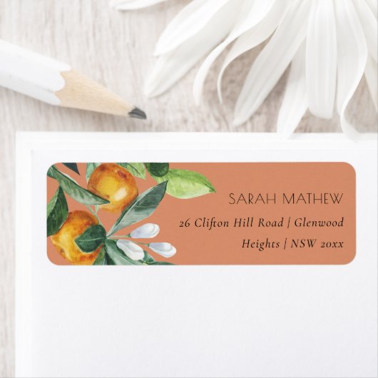 Rust Citrus Orange Botanical Boho Adresse (Insitu)