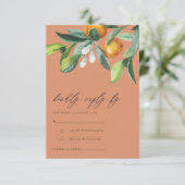 Rust Citrus Orange Botanical Boho Wedding RSVP Begleitkarte (Stehend Vorderseite)