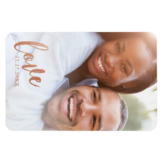 Rust Copper Liebe Kalligraphie Script Romantisches Magnet (Horizontal)