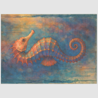 Rust Coral Seahorse | Coastal Watercolor Decoupage Seidenpapier