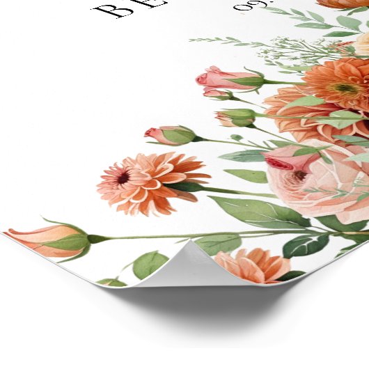 Rust Dahlia Blume Sage Fall Calligraphy Willkommen Poster (Ecke)