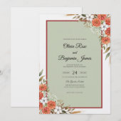 Rust-Dahlie-Hochzeit Einladung (Vorne/Hinten)
