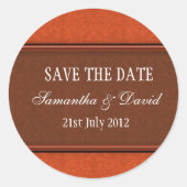 Rust Damask Monogram Wedding Sticker (Vorderseite)