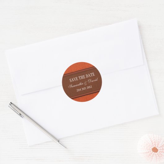Rust Damask Monogram Wedding Sticker (Umschlag)