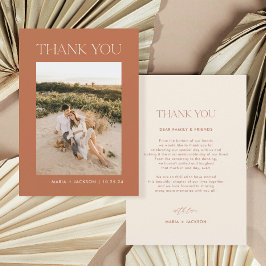 Rust Earthy Desert Foto Wedding Danke Cards