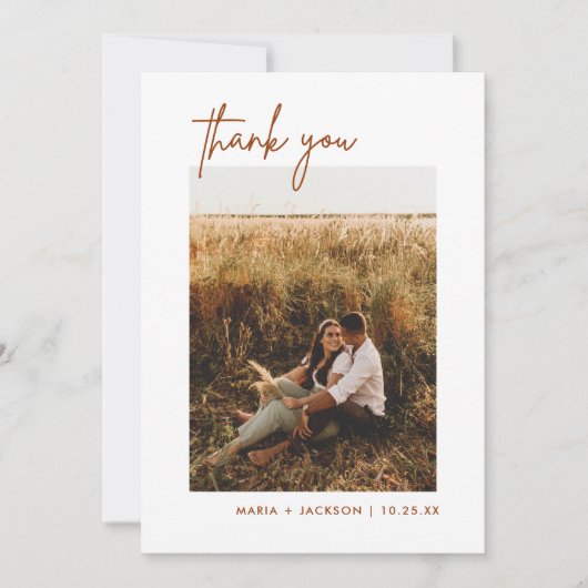 Rust Earthy Foto Wedding Danke Cards (Vorderseite)