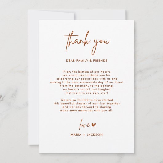 Rust Earthy Foto Wedding Danke Cards (Rückseite)