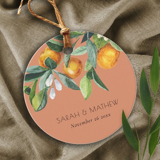 Rust Elegant Citrus Orange Botanical Boho Wedding Geschenkanhänger