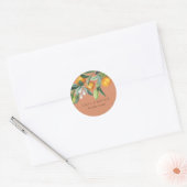 Rust Elegant Citrus Orange Botanical Boho Wedding Runder Aufkleber (Umschlag)