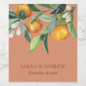 Rust Elegant Citrus Orange Botanical Boho Wedding Weinetikett (Einzelnes Label)