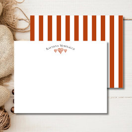 Rust Elegant Wavy Hearts Striped Note Card Mitteilungskarte