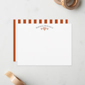 Rust Elegant Wavy Hearts Striped Note Card Mitteilungskarte (Vorderseite/Rückseite Beispiel)