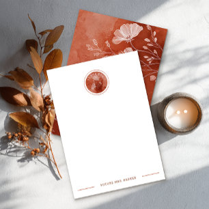 Rust Floral Brautparty Danke Note Card