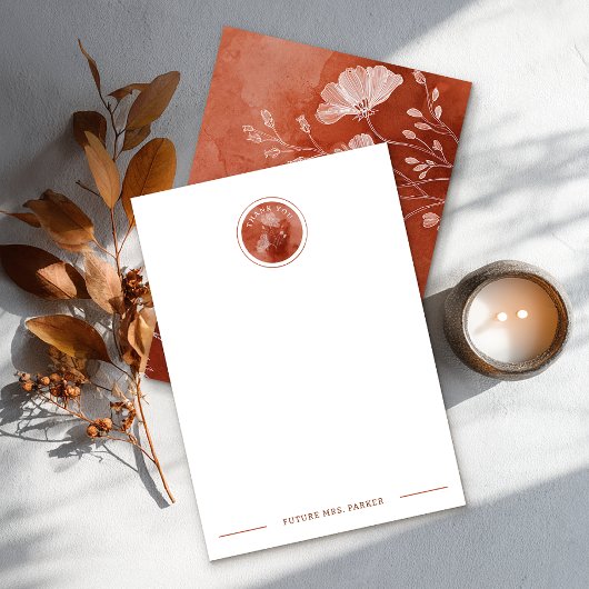 Rust Floral Brautparty Danke Note Card