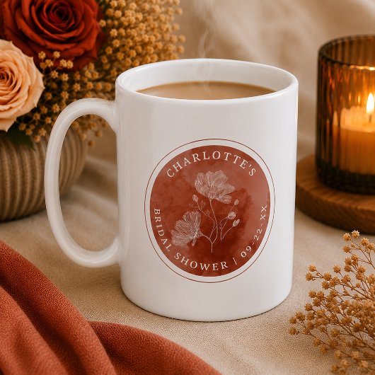 Rust Floral Brautparty Tasse Bevorzugung