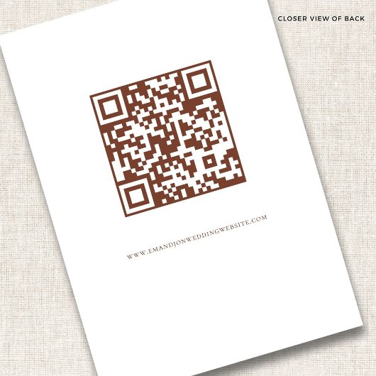 Rust Floral Brown Script QR Code Wedding RSVP Kart