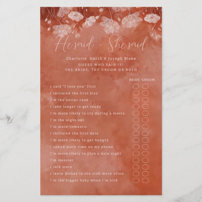 Rust Floral sagte er, sie sagte Game (Vorderseite)