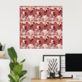 Rust Floral Seamless Pattern Large Flowers Minimal Poster (Heimbüro)