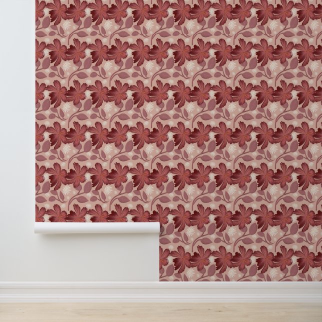 Rust Floral Seamless Pattern Large Flowers Minimal Tapete (Anwendung)