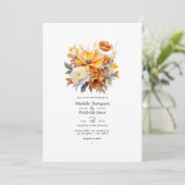 Rust Floral Wedding Einladung (Stehend Vorderseite)