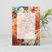 Rust Floral Wedding Einladung (Stehend Vorderseite)