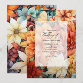 Rust Floral Wedding Einladung (Vorne/Hinten)