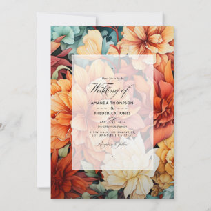Rust Floral Wedding Einladung