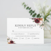 Rust floral Wedding Meal Choice RSVP Card Karte (Stehend Vorderseite)