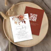 Rust Florals QR Code Wedding Abend Party Einladung
