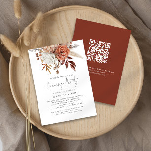 Rust Florals QR Code Wedding Abend Party Einladung