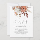 Rust Florals QR Code Wedding Abend Party Einladung (Vorderseite)