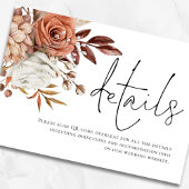 Rust Florals Script QR Code Wedding Details Begleitkarte