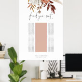 Rust Florals Single Table Wedding Seating Chart Poster (Heimbüro)