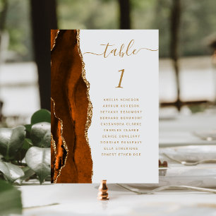 Rust Gold Achat Blassgraue Hochzeitstisch-Nummer Tischnummer