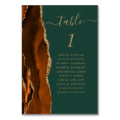 Rust Gold Agate Dark Green Wedding Tischnummer (Rückseite)
