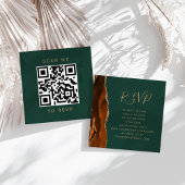 Rust Gold Agate Hunter Green Wedding QR Code UAWG Begleitkarte