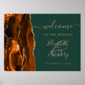 Rust Gold Agate Hunter Green Wedding Willkommen Poster (Vorne)