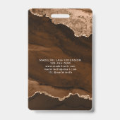 Rust Gold Agate Marble Business Company ID Ausweis (Rückseite)