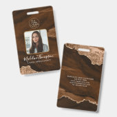 Rust Gold Agate Marble Business Logo Company ID Ausweis (Vorder- & Rückseite)