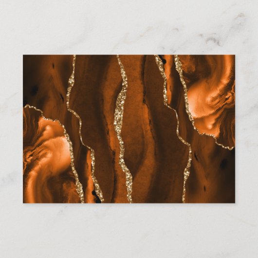 Rust Gold Agate Navy Blue Script Hochzeitsempfang Begleitkarte (Rückseite)